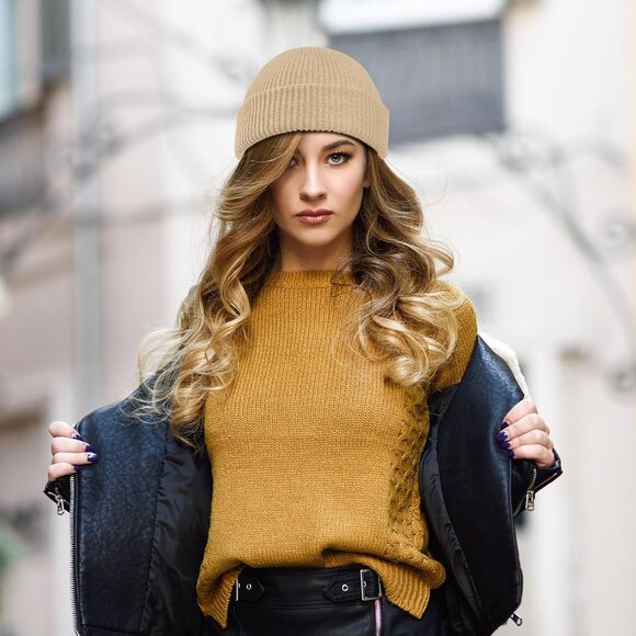 ⚡Unisex  Khaki, Apricot, Beige, White 4 Pieces Watch Hat Fisherman Beanie - Picture 5 of 6